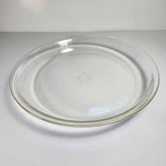 Vintage 50s Fire King Pie Plate 10" Clear Glass Retro Kitchen Cottage Core - Picture 2 of 7